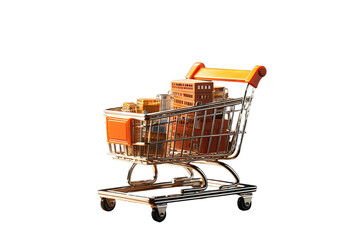 shopping cart isolated on PNG Background. Generative Ai.