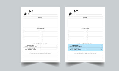 My Goals planner with 2 color design layout template
