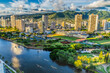 Colorful Canoes Buildings Ala Wai Canal Waikiki Honolulu Hawaii