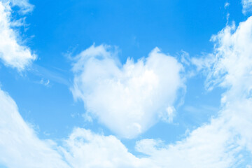 heart shaped cloud in the blue sky