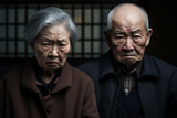 Fototapeta  - 怒っている日本人の老夫婦