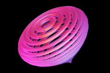 Poster - Abstract pink shape against black background, 3D illustration. Smooth shape 3d rendering