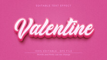 Happy Valentine Editable Text Effect. Pink Text Effect Mockup Template