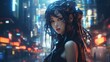 Futuristic modern cyberpunk asian woman AI generated image