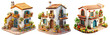 3D rendering super cute cartoon traditional mexican house, hacienda isometric view, Isolated on transparent background 