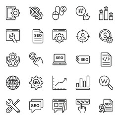 Outline icons set for SEO.