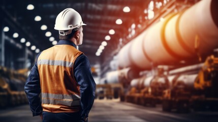 Poster - Professional engineer worker wearing uniform in a factory, 