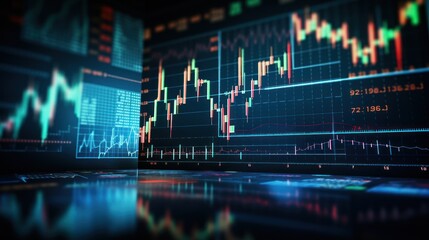 Poster - Crypto exchange market chart, Stock market data ,Stock market on the monitor