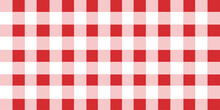 Red Gingham Fabric. Red And White Tablecloth Background Pattern. Square Linen Napkin For Backdrop, Picnic Minimalism, Copy Space For Text, Wallpaper