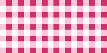 Pink Gingham Fabric. Pink And White Tablecloth Background Pattern. Square Linen Fabric Napkin For Backdrop, Picnic Minimalism, Copy Space For Text, Wallpaper