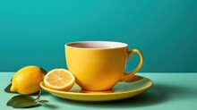 Teacup With Tea And Lemon Slices In A Warm Cup
