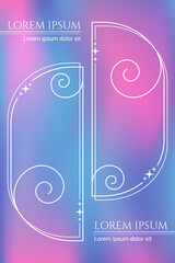 Poster - Y2K poster with two thin outline archs, empty frames on a vivid gradient background, decorative art, vector illustration.