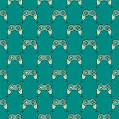 Poster - PC Gamepad vector Wireless Game Controller green creative seamless pattern