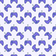 Poster - PC Game Controller with Wire vector Gamepad colored modern seamless pattern