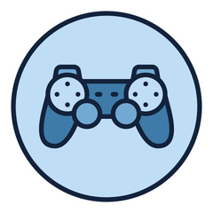 Poster - Circle with Videogame Controller vector Joypad colored icon or logo element