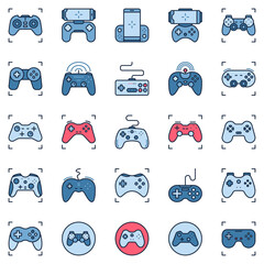 Poster - Gamepad colored icons set. Video Game Controller signs collection