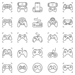 Poster - Gamepad outline icons set - Game Controller for Gamer concept signs collection