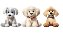 Cutout Set Of 3 Stuffed Toy Dog Animals Isolated On Transparent Png Background