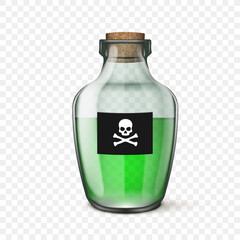 3d Classic Green Poison Transparent Glass Bottle