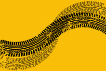 Abstract Yellow Background With Tire Print Marks