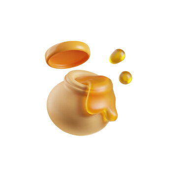 Pot with honey, volume 3d icon, vector illustration isolated on white.