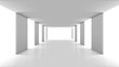 © prah - 3D Empty Perspective Of White Long Corridor
