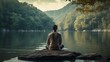 Man relaxing in nature, meditation, relaxation, spiritual harmony