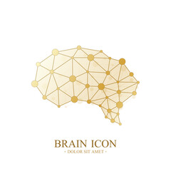 Poster - Premium Vector Template Brain Logo. Creative Concept Design Brain Icon. Artificial Intelligence and Machine Learning Concept. Vector symbol AI. Medical Design Golden Brain Logo