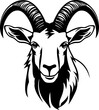 Mountain goat silhouette icon in black color. Vector template for laser cutting wall art.