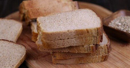 Wall Mural - rectangular fresh and soft bread on the table, a loaf of wheat and rye flour bread on the table