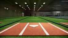 Indoor Batting Cages For Baseball & Softball 3d Rendering Illustration