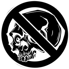 Canvas Print - black silhouette of No Skull Sign on White Background