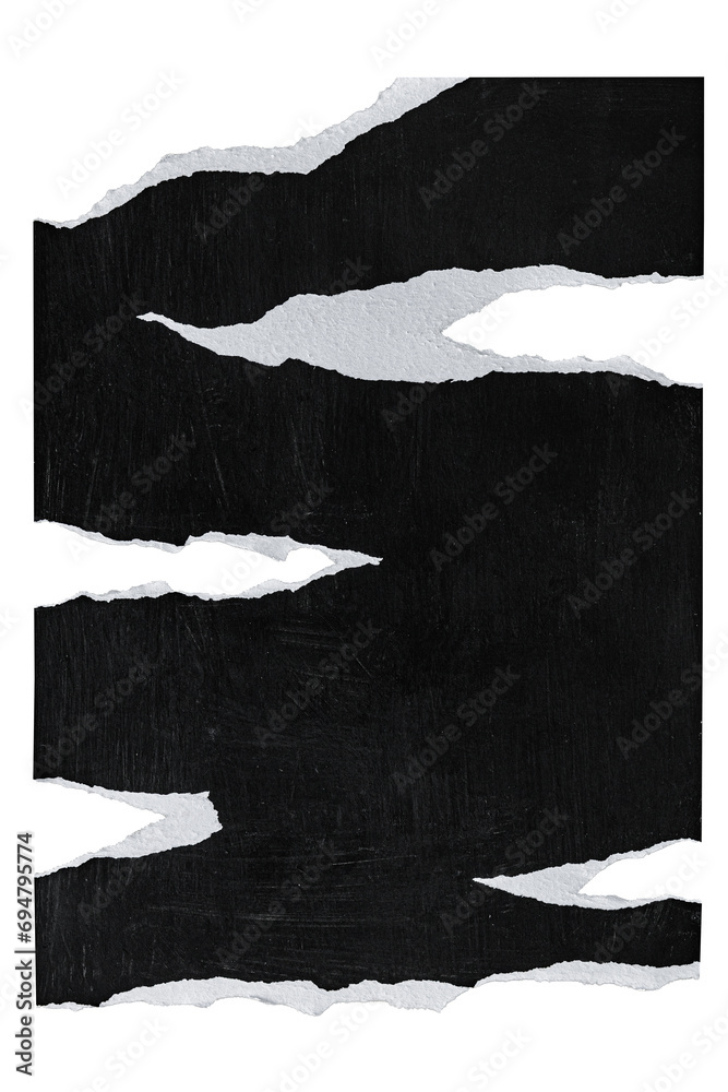 Black Ripped Paper With Torn Edges. Isolated Strips On Transparent ...