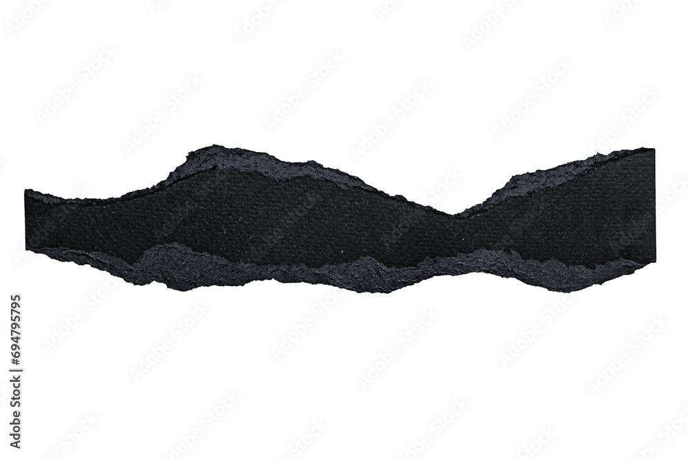 Black Ripped Paper With Torn Edges. Isolated Strips On Transparent ...