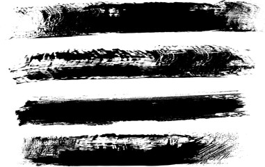 Poster - Vector black paint, rectangular ink brush stroke and shapes set. Dirty grunge design element, box or background for text. Grungy smears and rough stains. Hand drawn ink illustration isolated on white