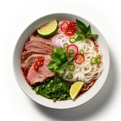 Canvas Print - a plate of Pho on white background