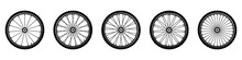Bicycle wheels icon set basic simple design