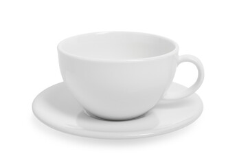 Poster - Ceramic cup with saucer isolated on white