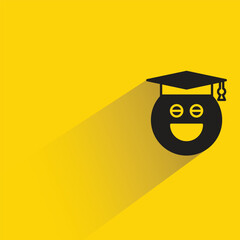 Wall Mural - smile student emoji with shadow on yellow background