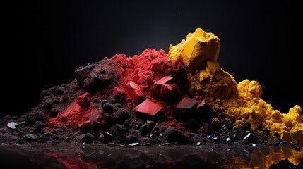 Canvas Print - A pile of colorful rocks and minerals on a black background, AI