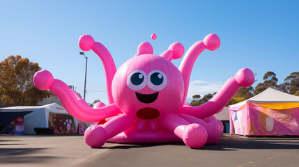 pink octopus balloon, inflate cancer day event