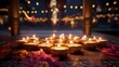 Burning candles in a Buddhist temple. Selective focus. Shallow depth of field