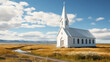 A White Church Near The Lake 