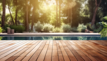 Wall Mural - Wooden pier in a quiet forest by the lake
