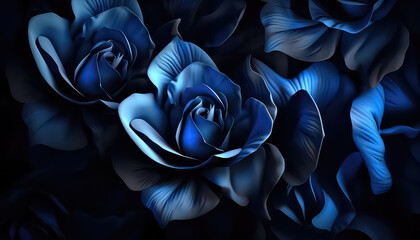 Sticker - blue flowers on black background screensaver