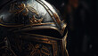 Knight's helmet and armor on a black background