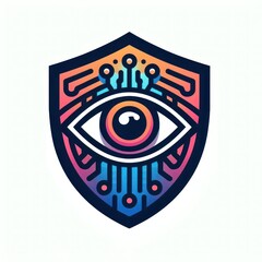 Poster - eye on shield illustration, ai generate