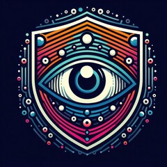 Poster - eye on shield illustration, ai generate