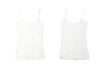 Wall Mural - Blank Girl White Tank Top Shirt Template Front and Back View