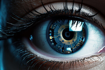 Generative AI image of Cybernetic Eye Close-up